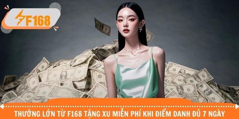 Thưởng lớn từ F168 tặng xu miễn phí khi điểm danh đủ 7 ngày